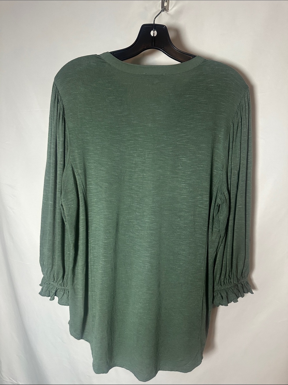 Democracy Olive Green Embroidered Button-Front Blouse - Picture 7 of 7